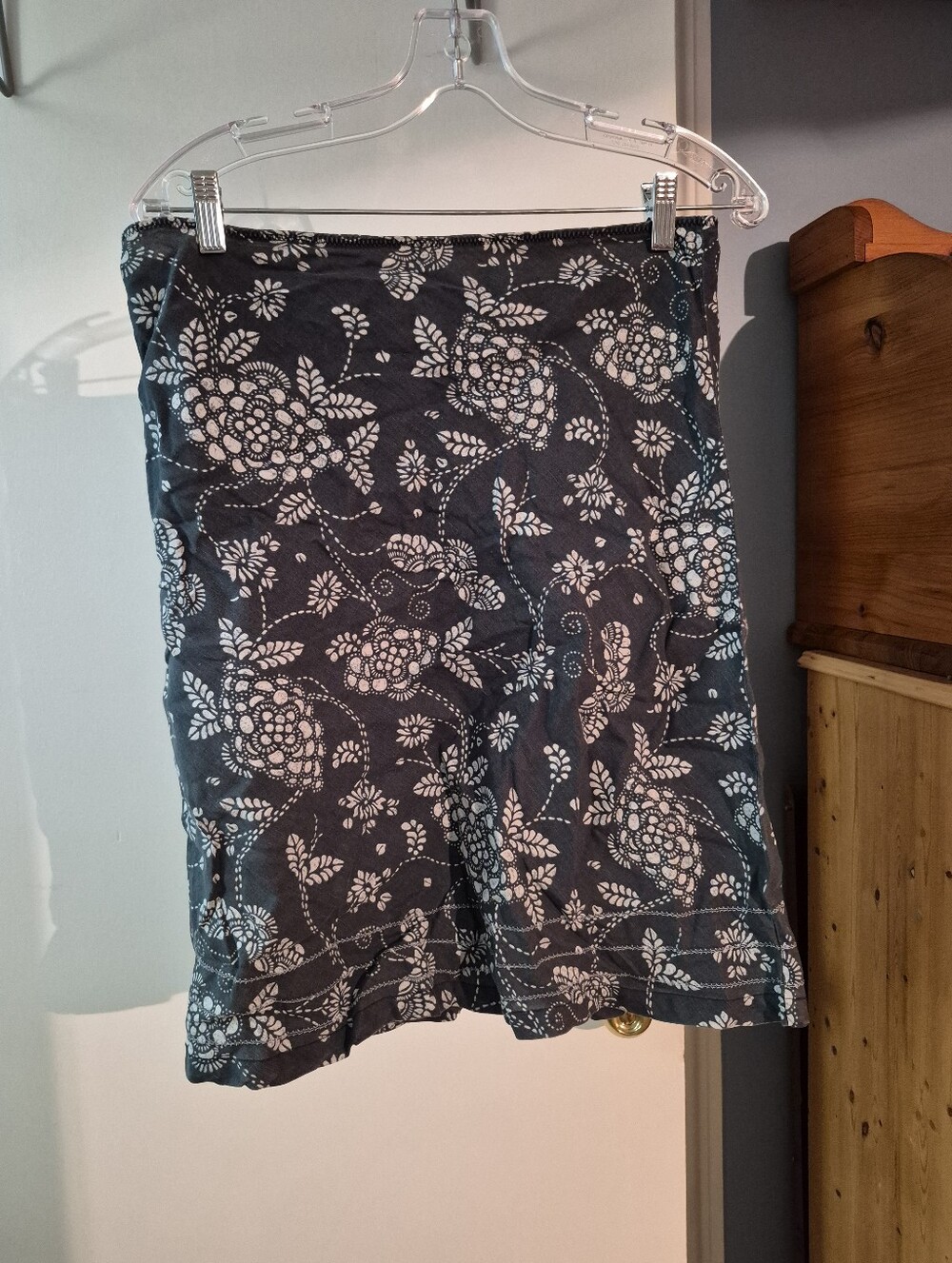 Columbia Woodblock Floral Linen-Blend Skirt Size Small